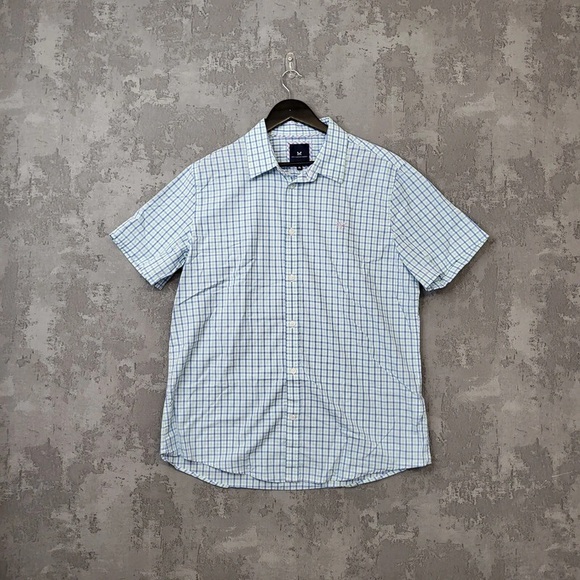 Casual Blue Plaid Button-Down Shirt - Picture 1 of 1